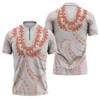 Aloha Lei Onaona Zipper Polo Shirt Red Hawaiian Tribal Pattern - Polynesian Pride