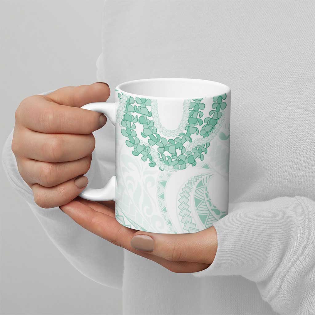 Aloha Lei Onaona Ceramic Mug Sage Green Hawaiian Tribal Pattern - Polynesian Pride