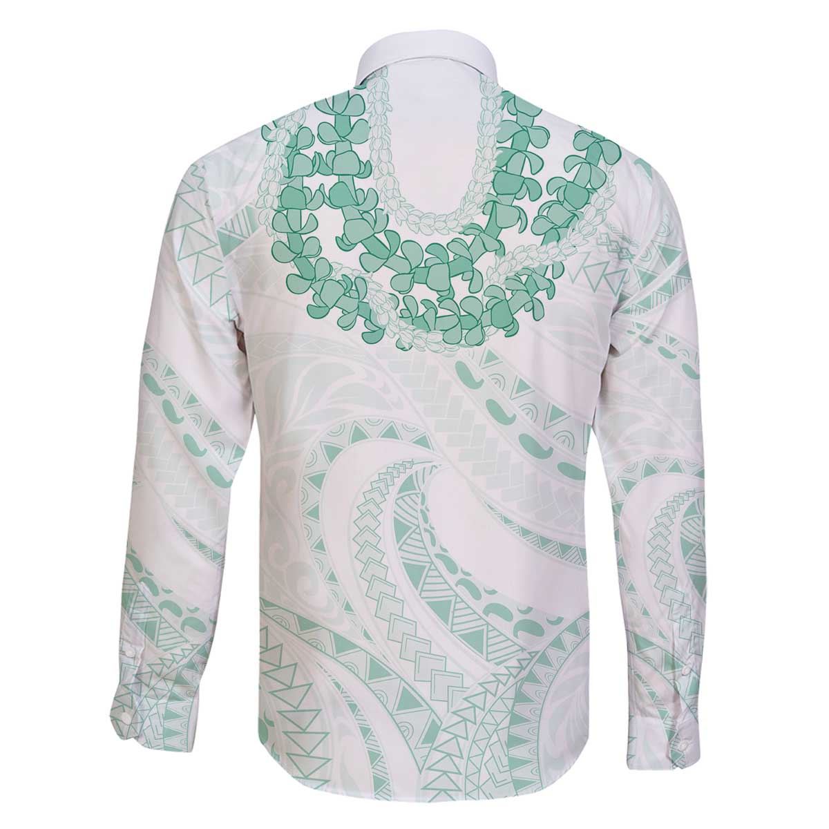 Aloha Lei Onaona Family Matching Off The Shoulder Long Sleeve Dress and Hawaiian Shirt Sage Green Hawaiian Tribal Pattern LT9 - Polynesian Pride