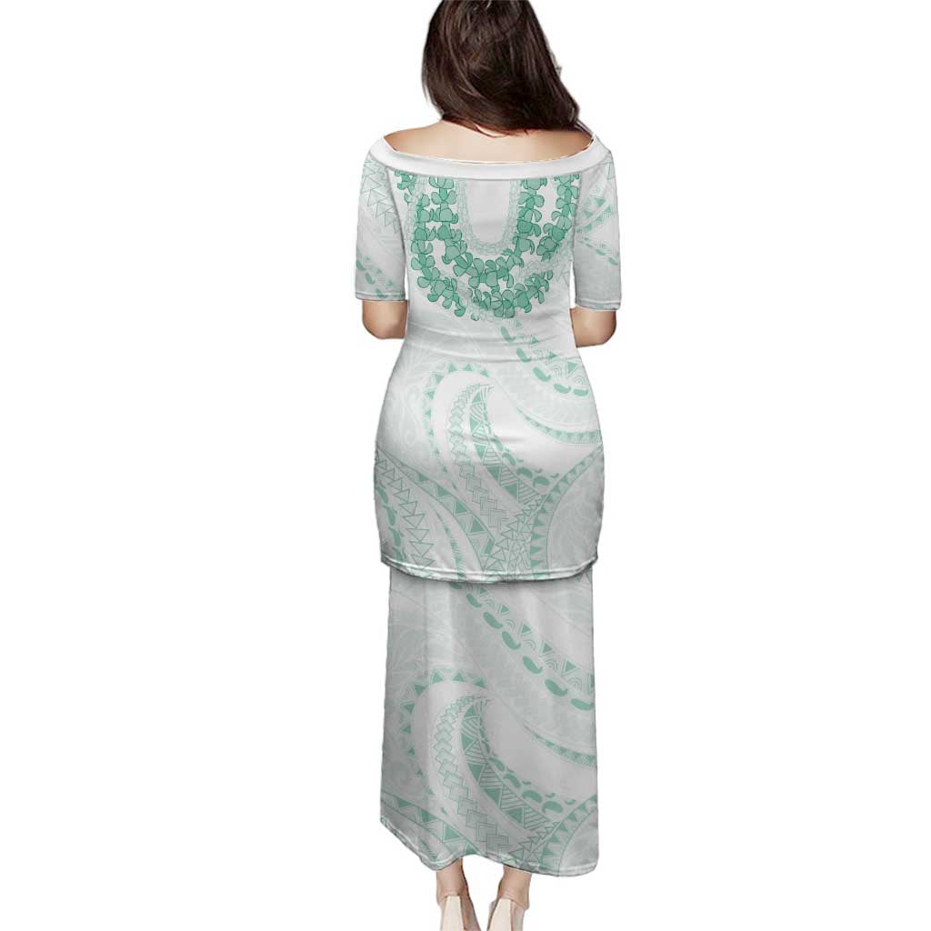 Aloha Lei Onaona Family Matching Puletasi and Hawaiian Shirt Sage Green Hawaiian Tribal Pattern LT9 - Polynesian Pride