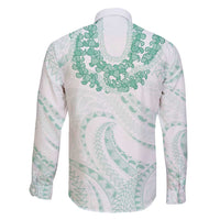 Aloha Lei Onaona Family Matching Tank Maxi Dress and Hawaiian Shirt Sage Green Hawaiian Tribal Pattern LT9 - Polynesian Pride