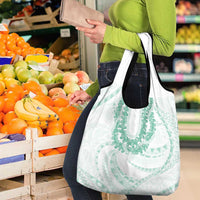 Aloha Lei Onaona Grocery Bag Sage Green Hawaiian Tribal Pattern