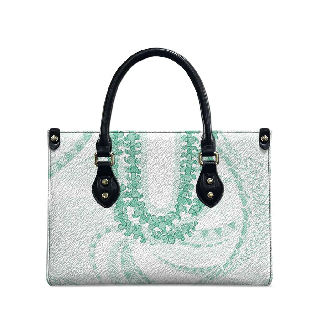 Aloha Lei Onaona Leather Bag Sage Green Hawaiian Tribal Pattern - Polynesian Pride