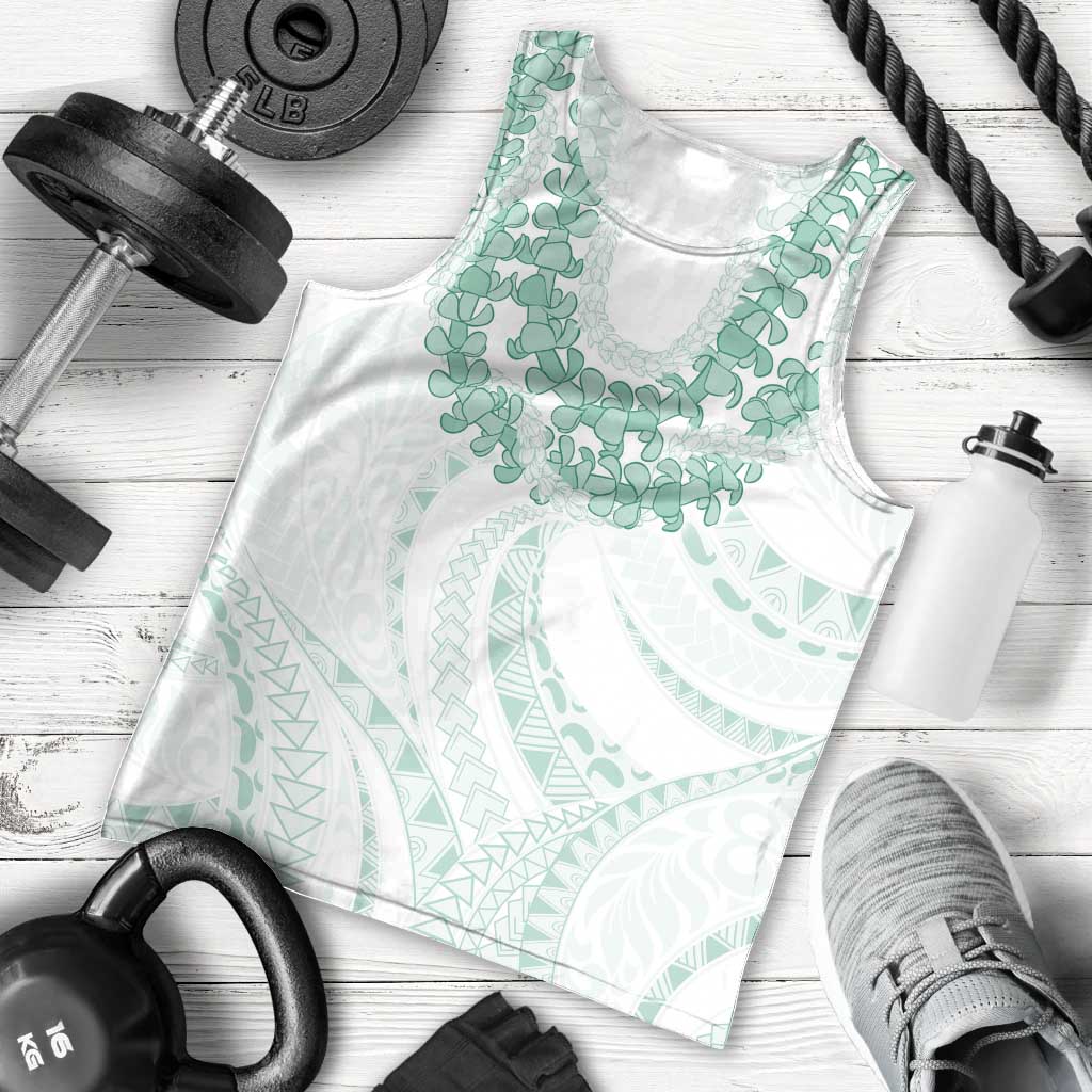 Aloha Lei Onaona Men Tank Top Sage Green Hawaiian Tribal Pattern