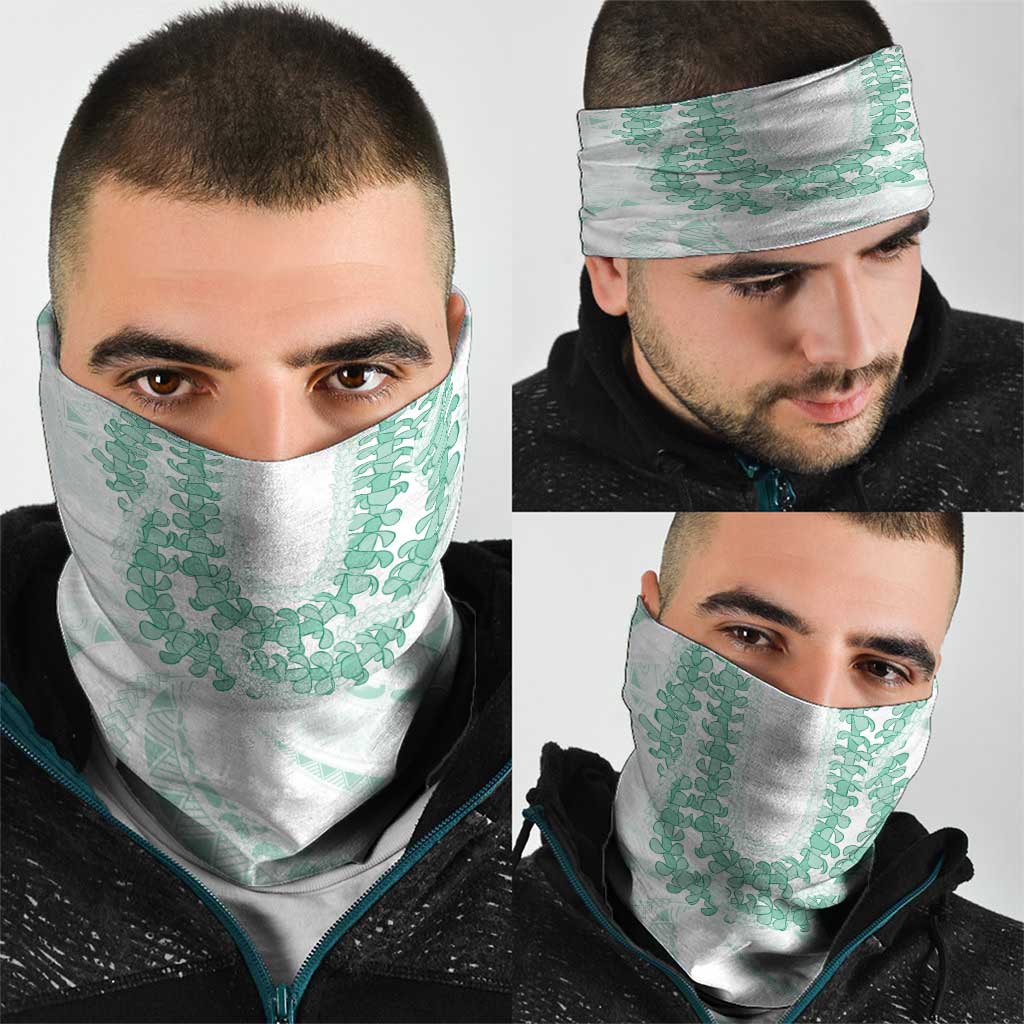 Aloha Lei Onaona Neck Gaiter Sage Green Hawaiian Tribal Pattern - Polynesian Pride