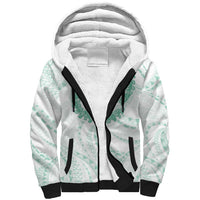 Aloha Lei Onaona Sherpa Hoodie Sage Green Hawaiian Tribal Pattern