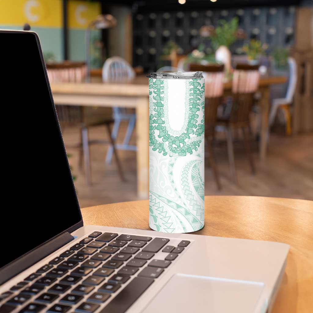 Aloha Lei Onaona Skinny Tumbler Sage Green Hawaiian Tribal Pattern