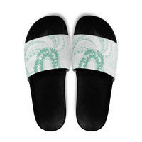 Aloha Lei Onaona Slide Sandals Sage Green Hawaiian Tribal Pattern - Polynesian Pride