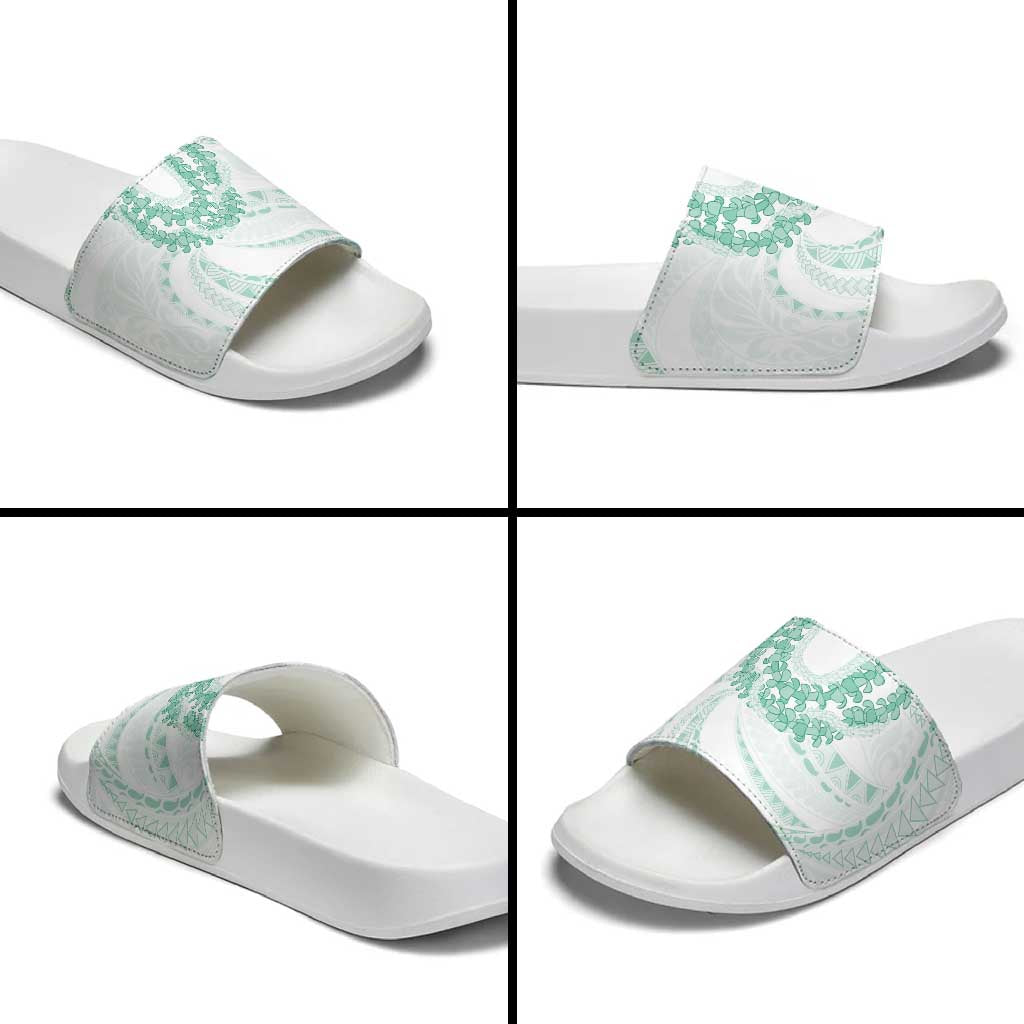 Aloha Lei Onaona Slide Sandals Sage Green Hawaiian Tribal Pattern - Polynesian Pride