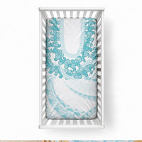 Aloha Lei Onaona Baby Bed Cover Teal Hawaiian Tribal Pattern LT9 28 × 52 in Teal - Polynesian Pride