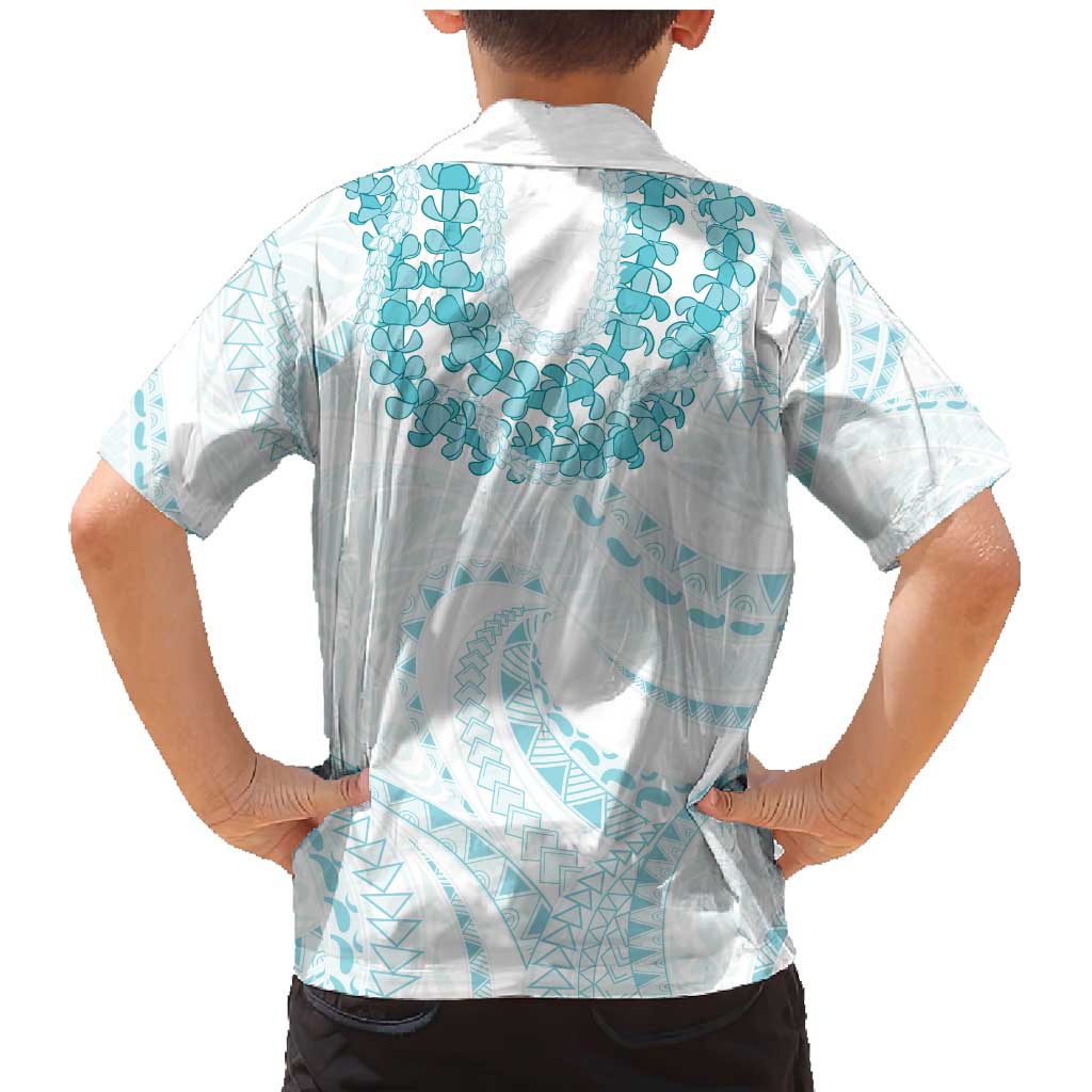 Aloha Lei Onaona Family Matching Mermaid Dress and Hawaiian Shirt Teal Hawaiian Tribal Pattern LT9 - Polynesian Pride
