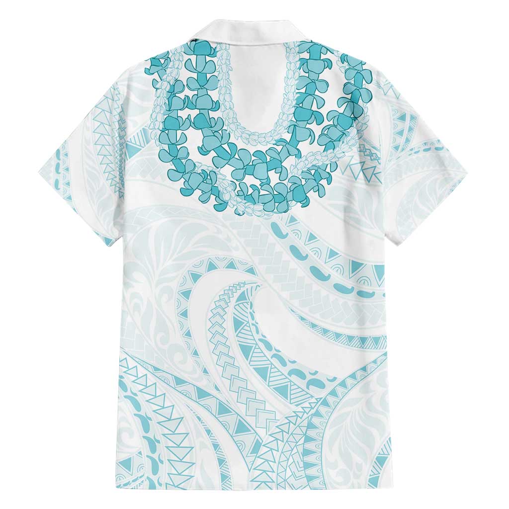 Aloha Lei Onaona Family Matching Off Shoulder Maxi Dress and Hawaiian Shirt Teal Hawaiian Tribal Pattern LT9 - Polynesian Pride
