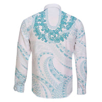 Aloha Lei Onaona Family Matching Off Shoulder Maxi Dress and Hawaiian Shirt Teal Hawaiian Tribal Pattern LT9 - Polynesian Pride