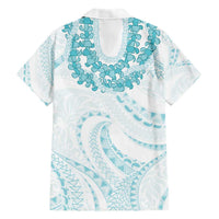 Aloha Lei Onaona Family Matching Short Sleeve Bodycon Dress and Hawaiian Shirt Teal Hawaiian Tribal Pattern LT9 - Polynesian Pride