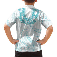 Aloha Lei Onaona Family Matching Tank Maxi Dress and Hawaiian Shirt Teal Hawaiian Tribal Pattern LT9 - Polynesian Pride