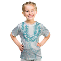 Aloha Lei Onaona Kid T Shirt Teal Hawaiian Tribal Pattern