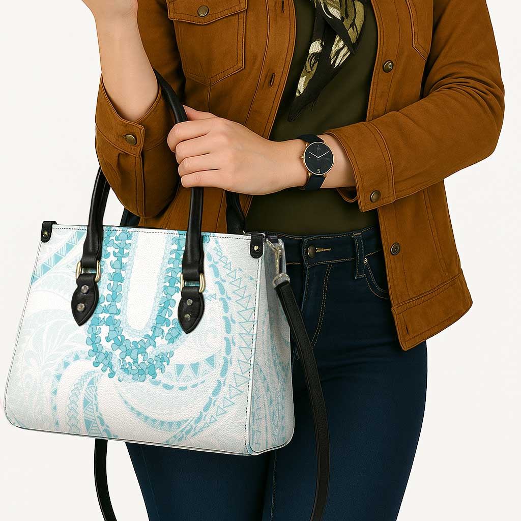 Aloha Lei Onaona Leather Bag Teal Hawaiian Tribal Pattern - Polynesian Pride