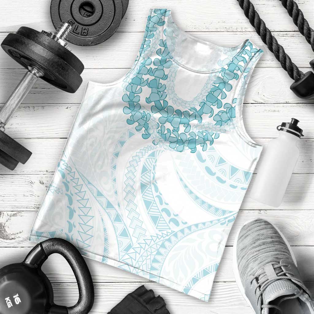 Aloha Lei Onaona Men Tank Top Teal Hawaiian Tribal Pattern