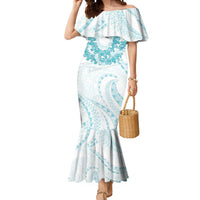 Aloha Lei Onaona Mermaid Dress Teal Hawaiian Tribal Pattern LT9 Women Teal - Polynesian Pride