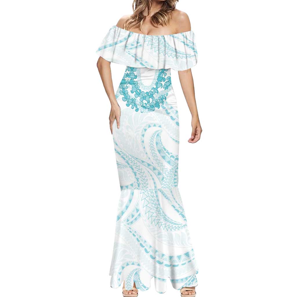 Aloha Lei Onaona Mermaid Dress Teal Hawaiian Tribal Pattern LT9 - Polynesian Pride