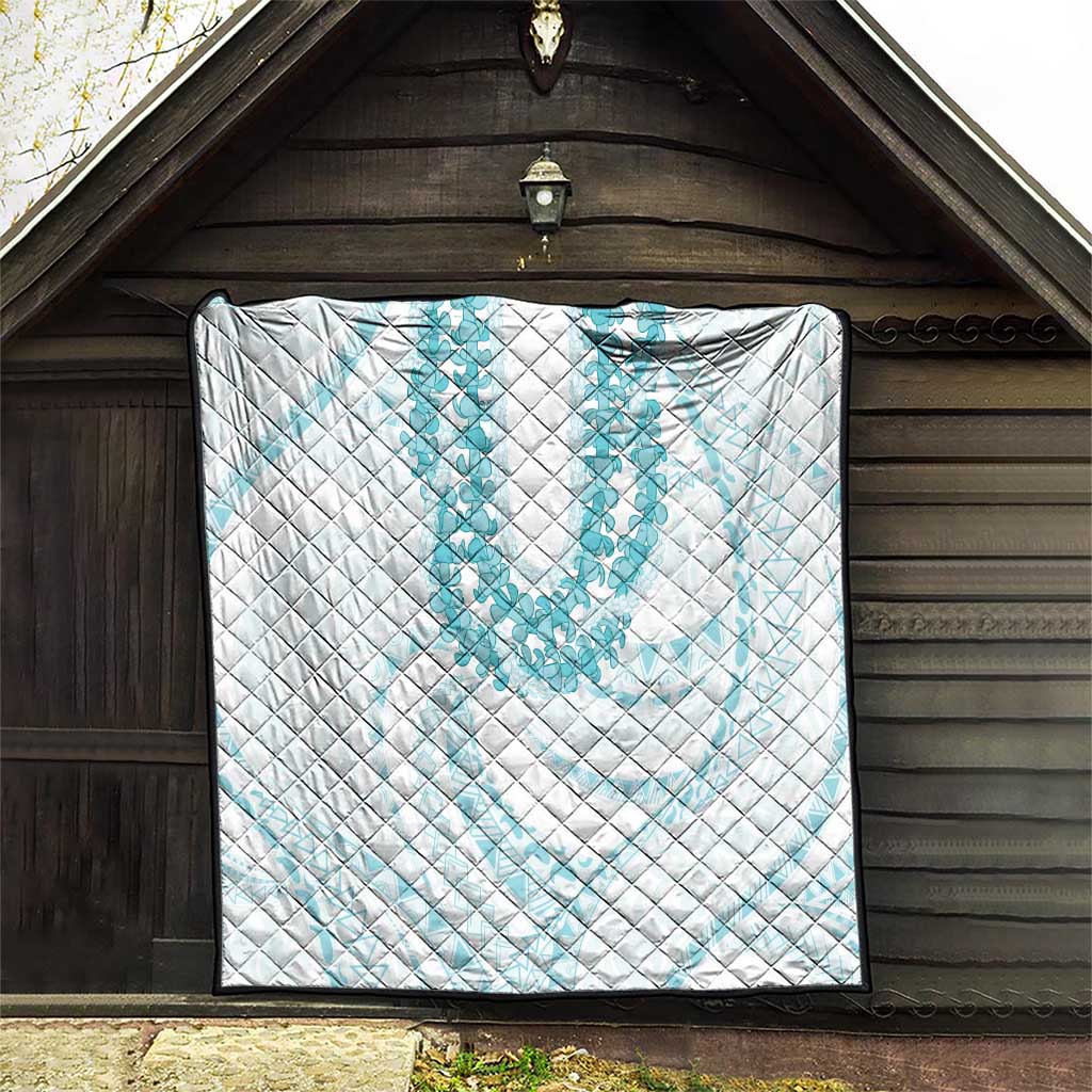 Aloha Lei Onaona Quilt Teal Hawaiian Tribal Pattern