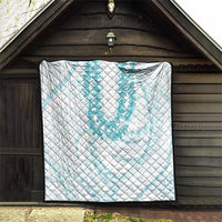 Aloha Lei Onaona Quilt Teal Hawaiian Tribal Pattern