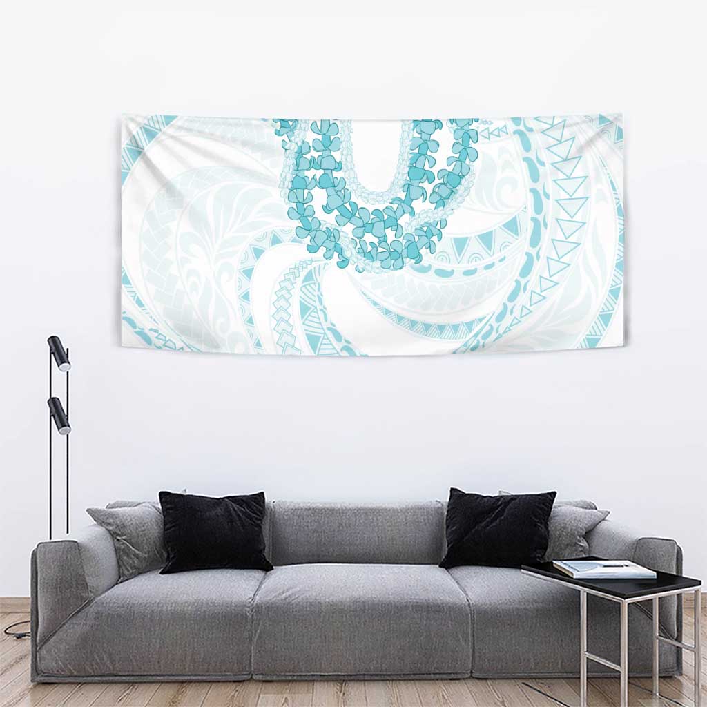 Aloha Lei Onaona Tapestry Teal Hawaiian Tribal Pattern