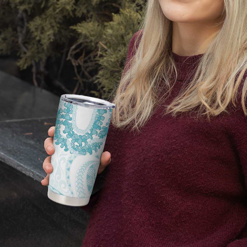 Aloha Lei Onaona Tumbler Cup Teal Hawaiian Tribal Pattern