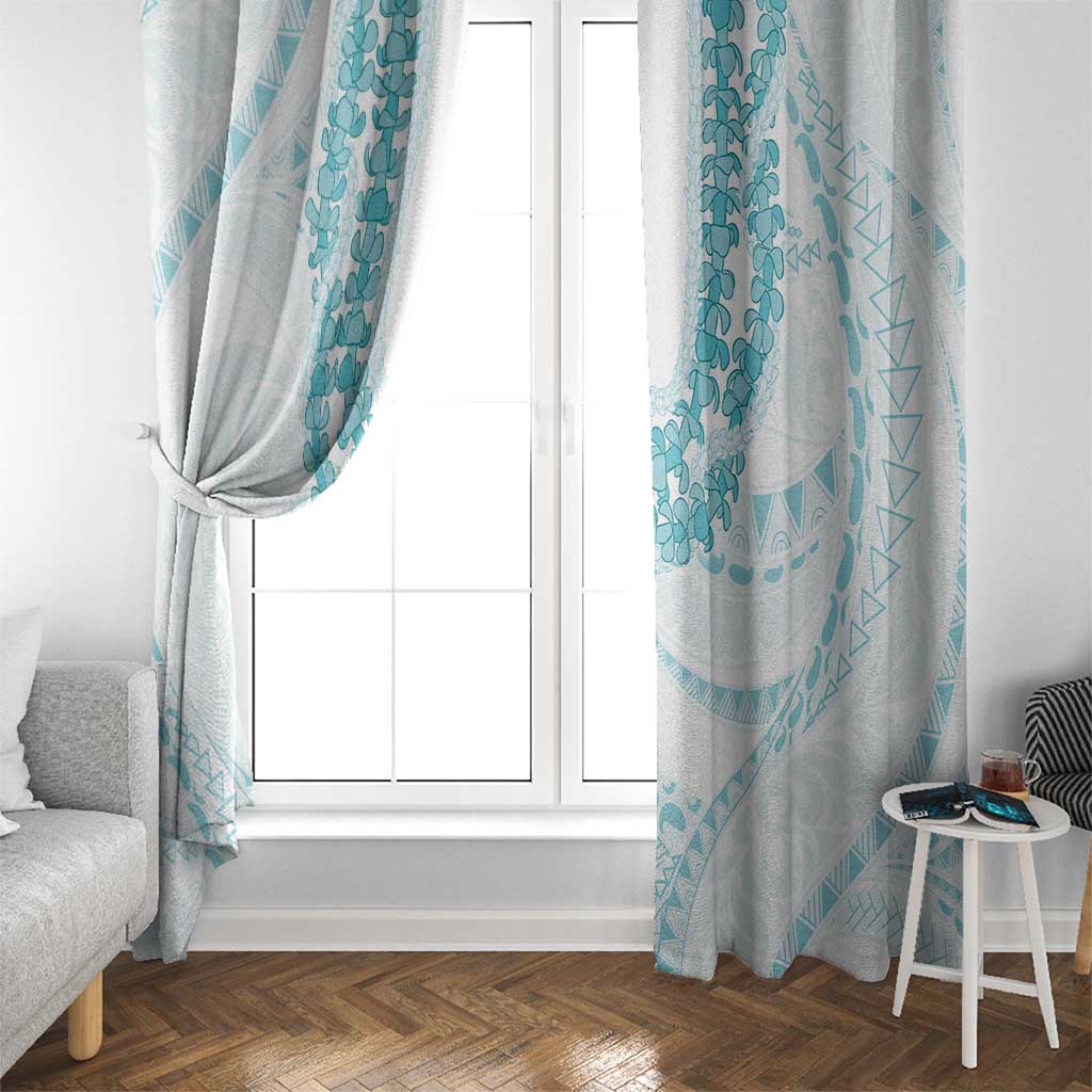 Aloha Lei Onaona Window Curtain Teal Hawaiian Tribal Pattern