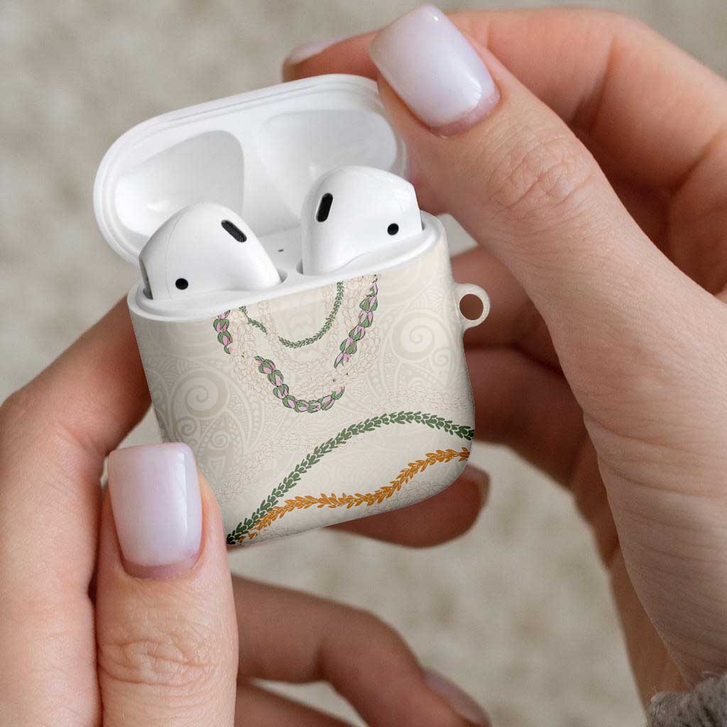Aloha Lei Mikioi AirPods Case Beige Polynesian Tribal Tatau Pattern - Polynesian Pride
