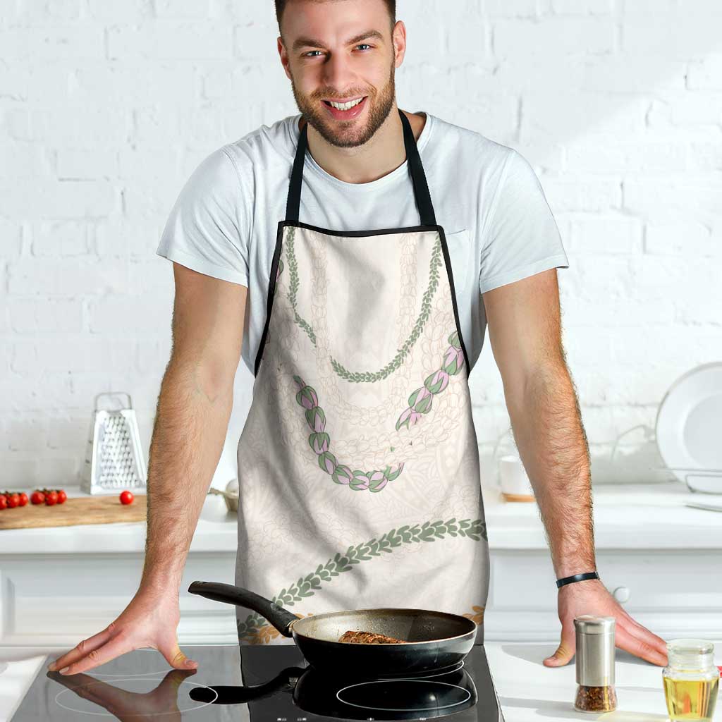 Aloha Lei Mikioi Apron Beige Polynesian Tribal Tatau Pattern - Polynesian Pride