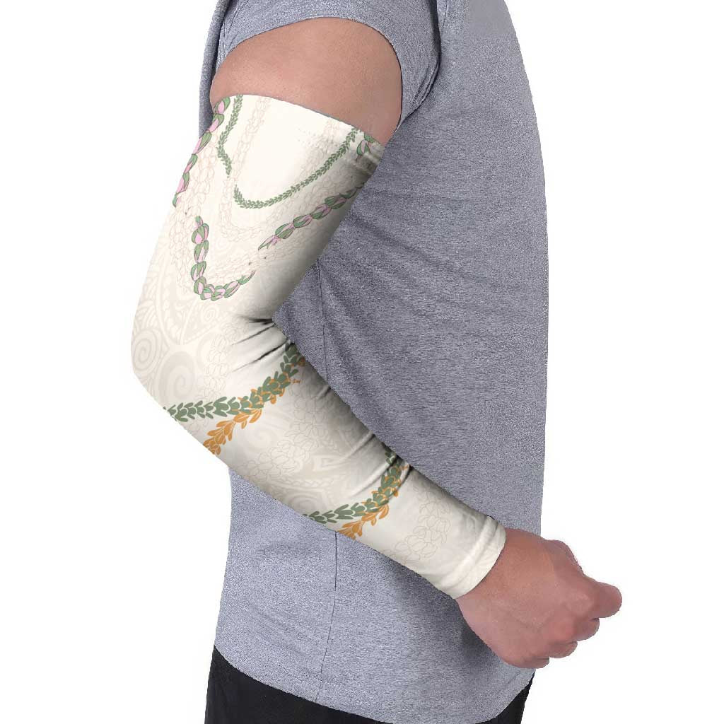 Aloha Lei Mikioi Arm Sleeves Beige Polynesian Tribal Tatau Pattern - Polynesian Pride