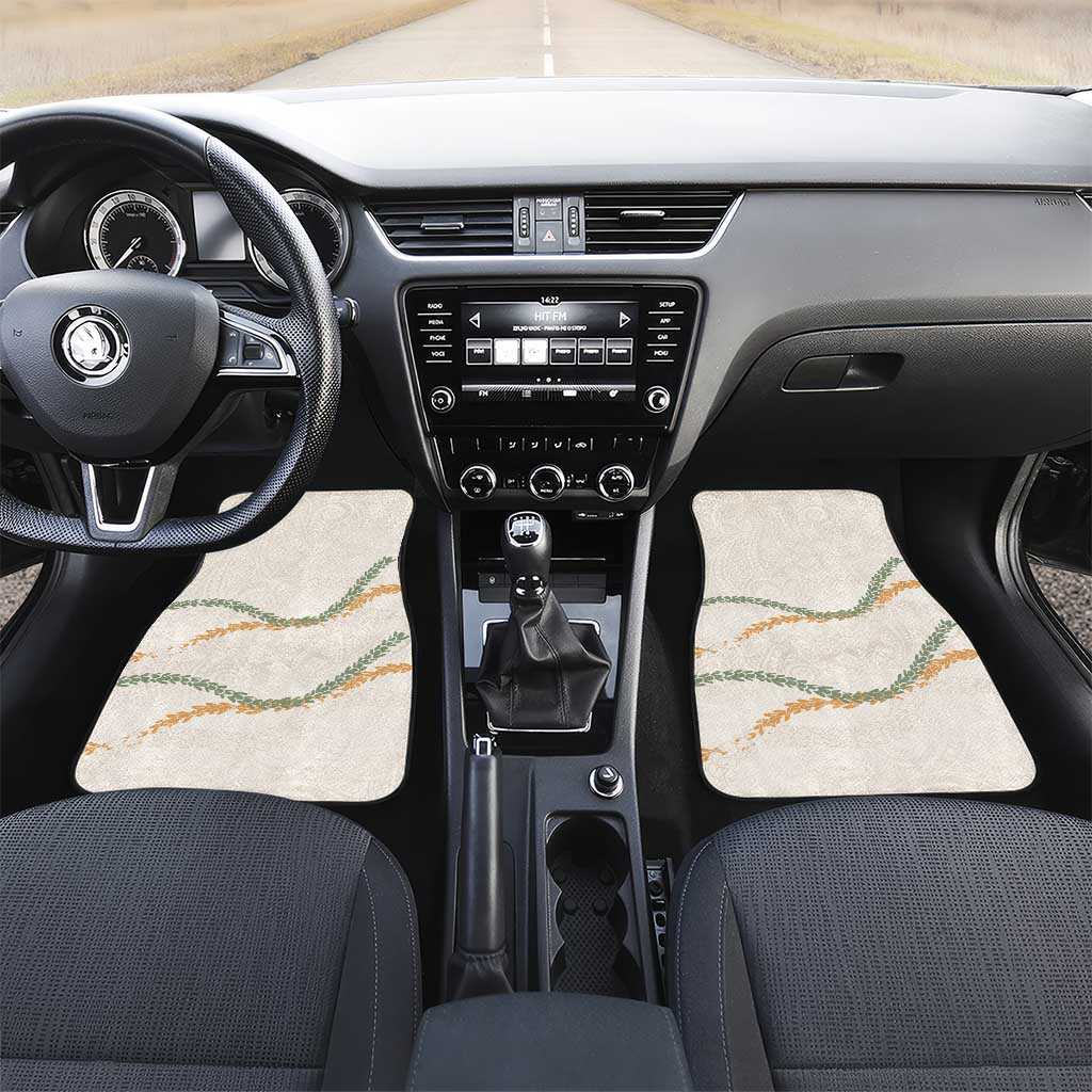 Aloha Lei Mikioi Car Mats Beige Polynesian Tribal Tatau Pattern