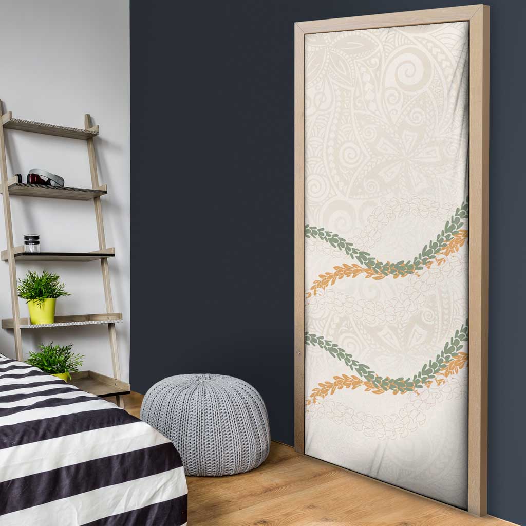 Aloha Lei Mikioi Door Cover Beige Polynesian Tribal Tatau Pattern - Polynesian Pride