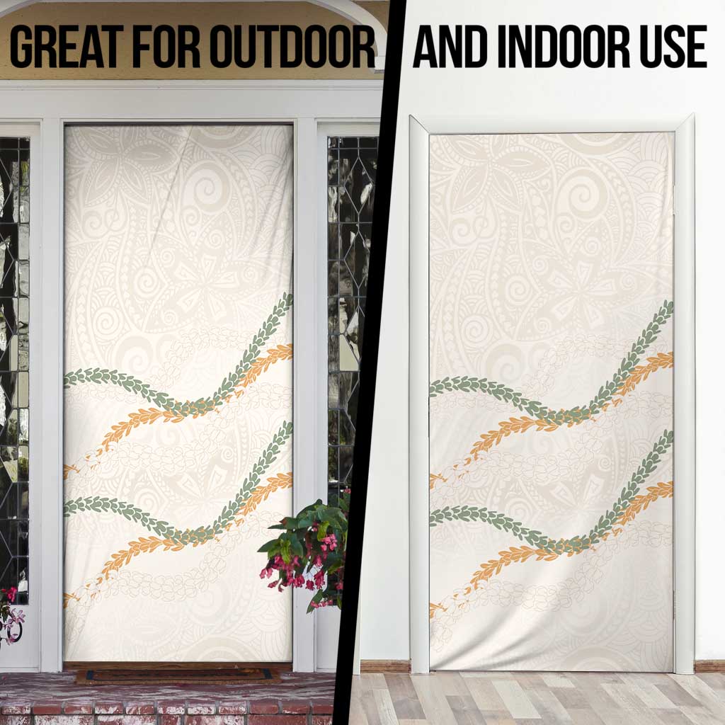 Aloha Lei Mikioi Door Cover Beige Polynesian Tribal Tatau Pattern - Polynesian Pride