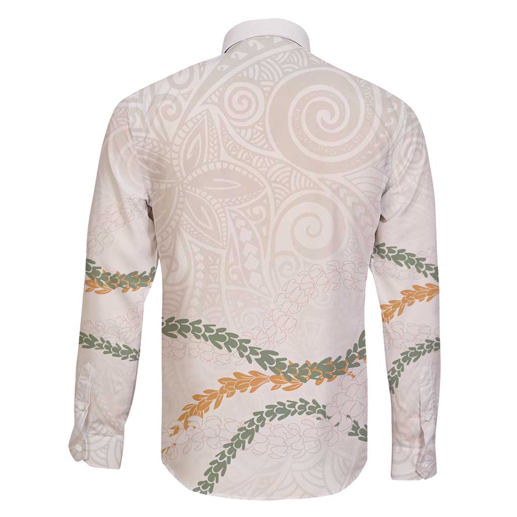 Aloha Lei Mikioi Family Matching Long Sleeve Bodycon Dress and Hawaiian Shirt Beige Polynesian Tribal Tatau Pattern LT9 - Polynesian Pride