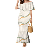 Aloha Lei Mikioi Family Matching Mermaid Dress and Hawaiian Shirt Beige Polynesian Tribal Tatau Pattern LT9 Mom's Dress Beige - Polynesian Pride