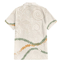 Aloha Lei Mikioi Family Matching Off Shoulder Short Dress and Hawaiian Shirt Beige Polynesian Tribal Tatau Pattern LT9 - Polynesian Pride