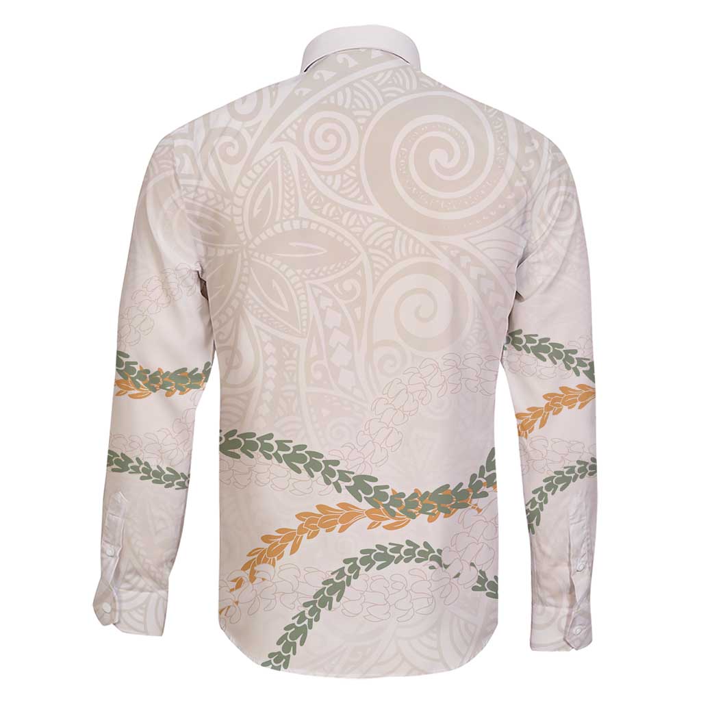 Aloha Lei Mikioi Family Matching Short Sleeve Bodycon Dress and Hawaiian Shirt Beige Polynesian Tribal Tatau Pattern LT9 - Polynesian Pride