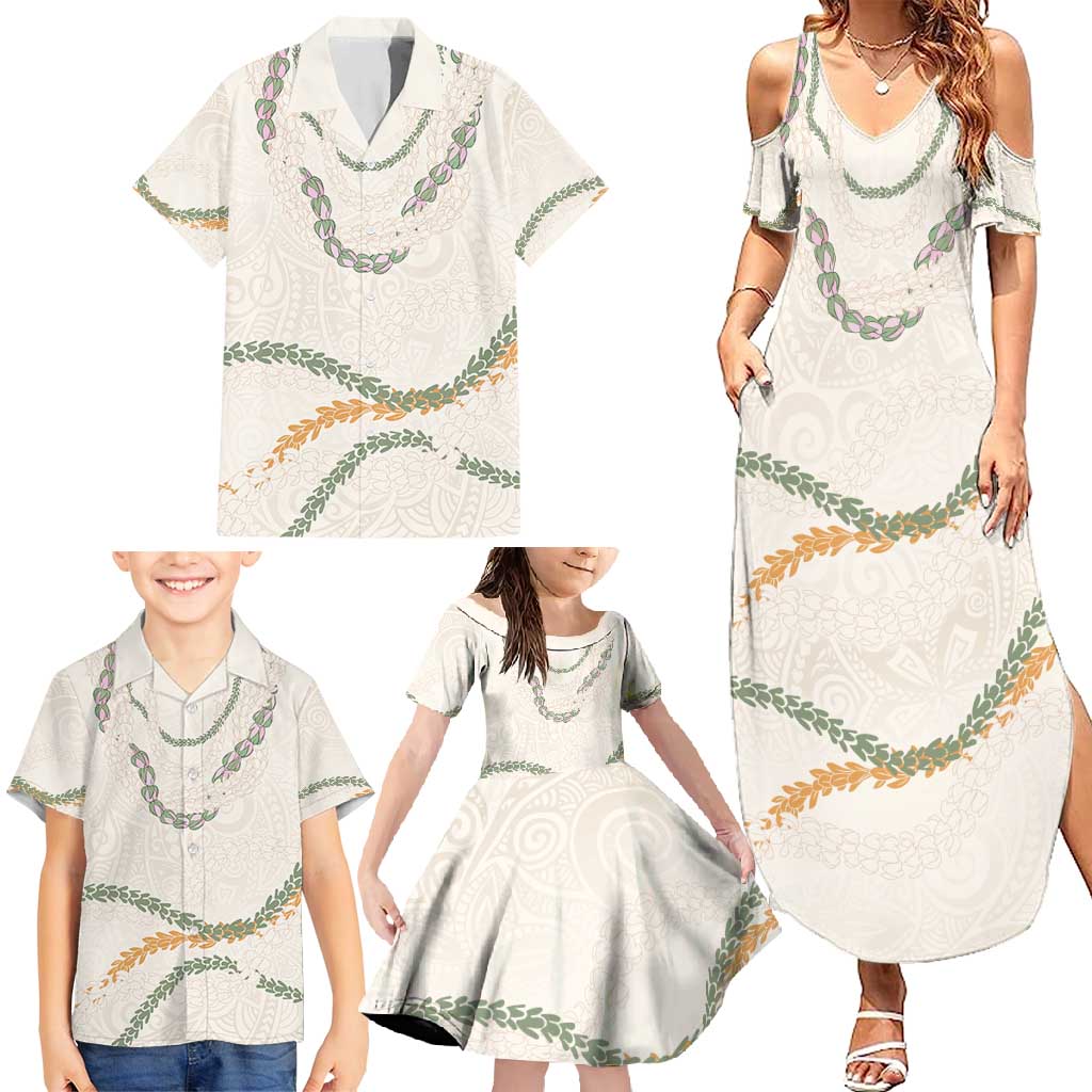 Aloha Lei Mikioi Family Matching Summer Maxi Dress and Hawaiian Shirt Beige Polynesian Tribal Tatau Pattern LT9 - Polynesian Pride