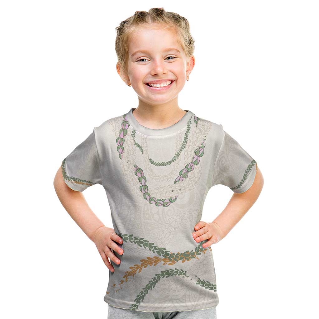 Aloha Lei Mikioi Kid T Shirt Beige Polynesian Tribal Tatau Pattern