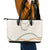 Aloha Lei Mikioi Leather Tote Bag Beige Polynesian Tribal Tatau Pattern
