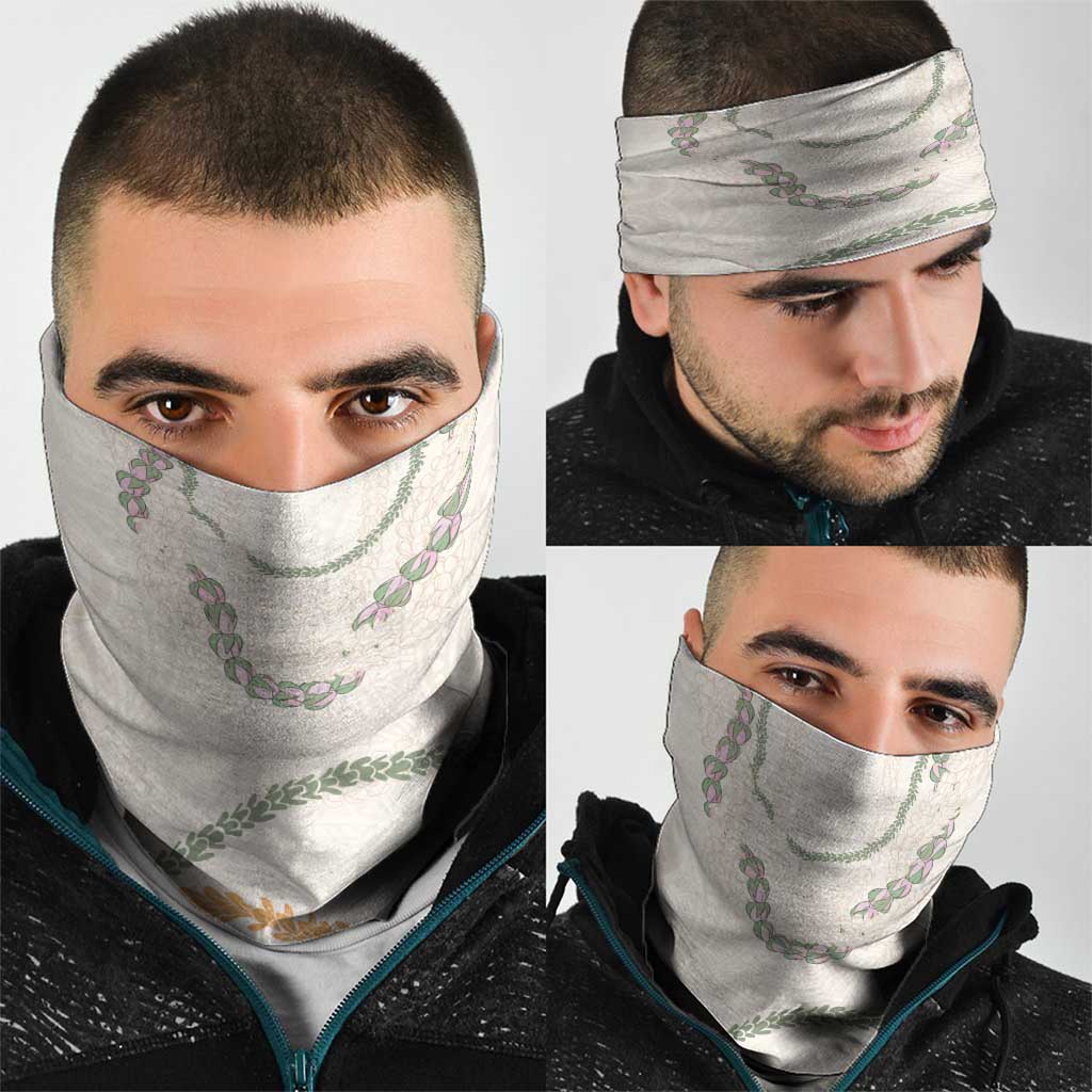 Aloha Lei Mikioi Neck Gaiter Beige Polynesian Tribal Tatau Pattern - Polynesian Pride