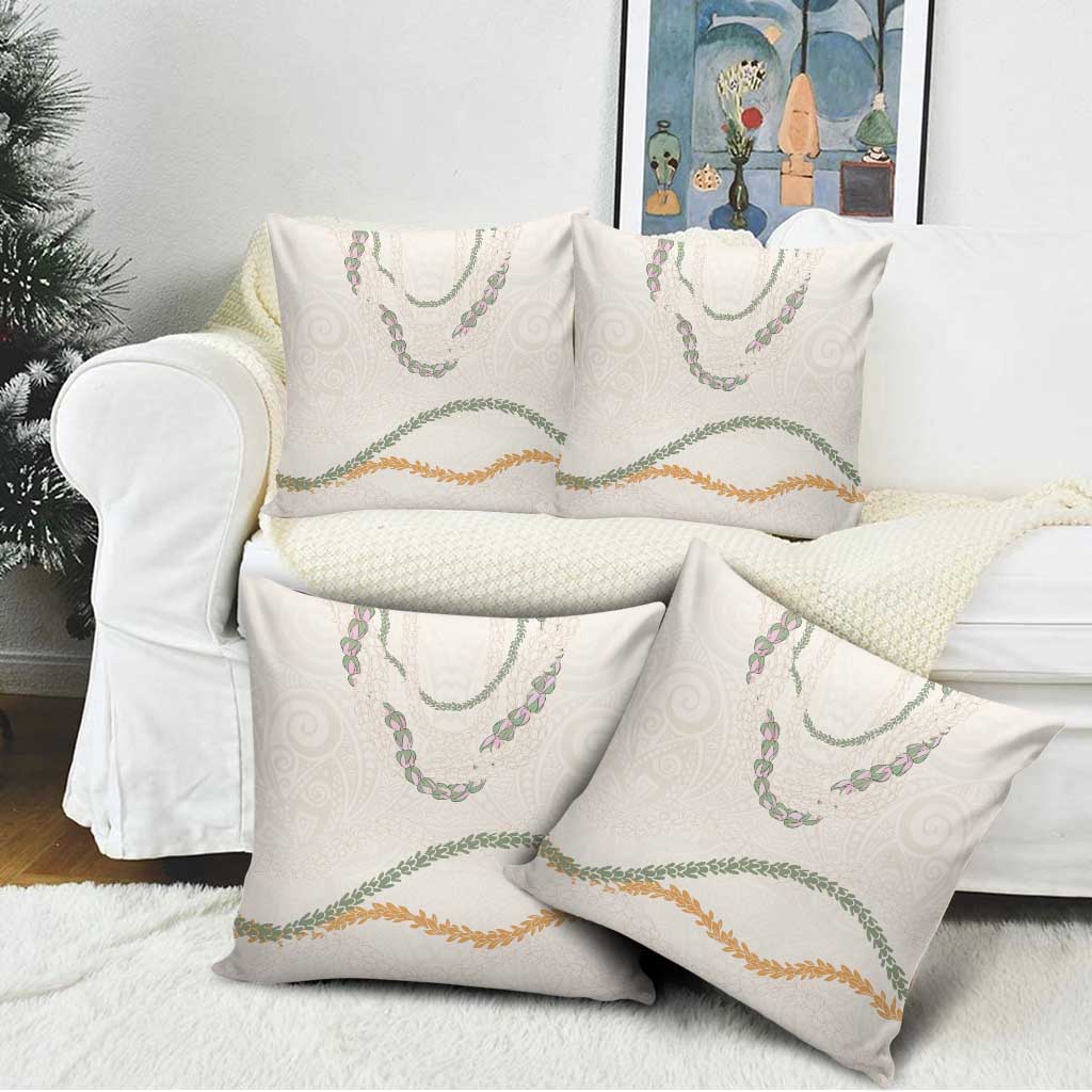 Aloha Lei Mikioi Pillow Cover Beige Polynesian Tribal Tatau Pattern - Polynesian Pride