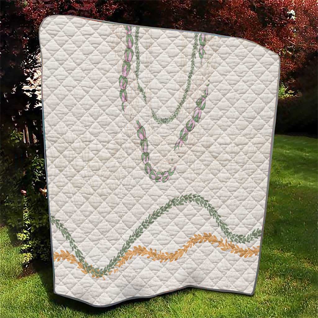 Aloha Lei Mikioi Quilt Beige Polynesian Tribal Tatau Pattern
