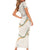 Aloha Lei Mikioi Short Sleeve Bodycon Dress Beige Polynesian Tribal Tatau Pattern