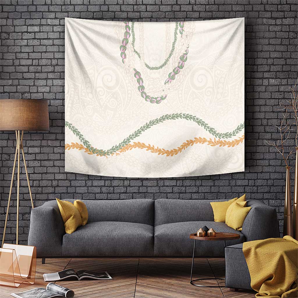 Aloha Lei Mikioi Tapestry Beige Polynesian Tribal Tatau Pattern