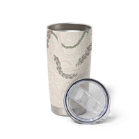 Aloha Lei Mikioi Tumbler Cup Beige Polynesian Tribal Tatau Pattern
