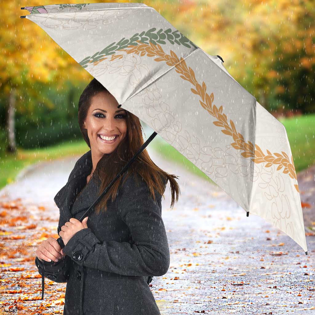 Aloha Lei Mikioi Umbrella Beige Polynesian Tribal Tatau Pattern - Polynesian Pride