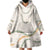 Aloha Lei Mikioi Wearable Blanket Hoodie Beige Polynesian Tribal Tatau Pattern